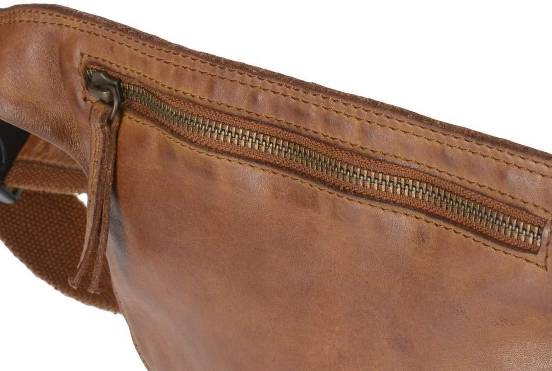 Bear Design Bauchtasche Gürteltasche Herren Damen Leder lässig modern Cognac auch Crossover zu trage