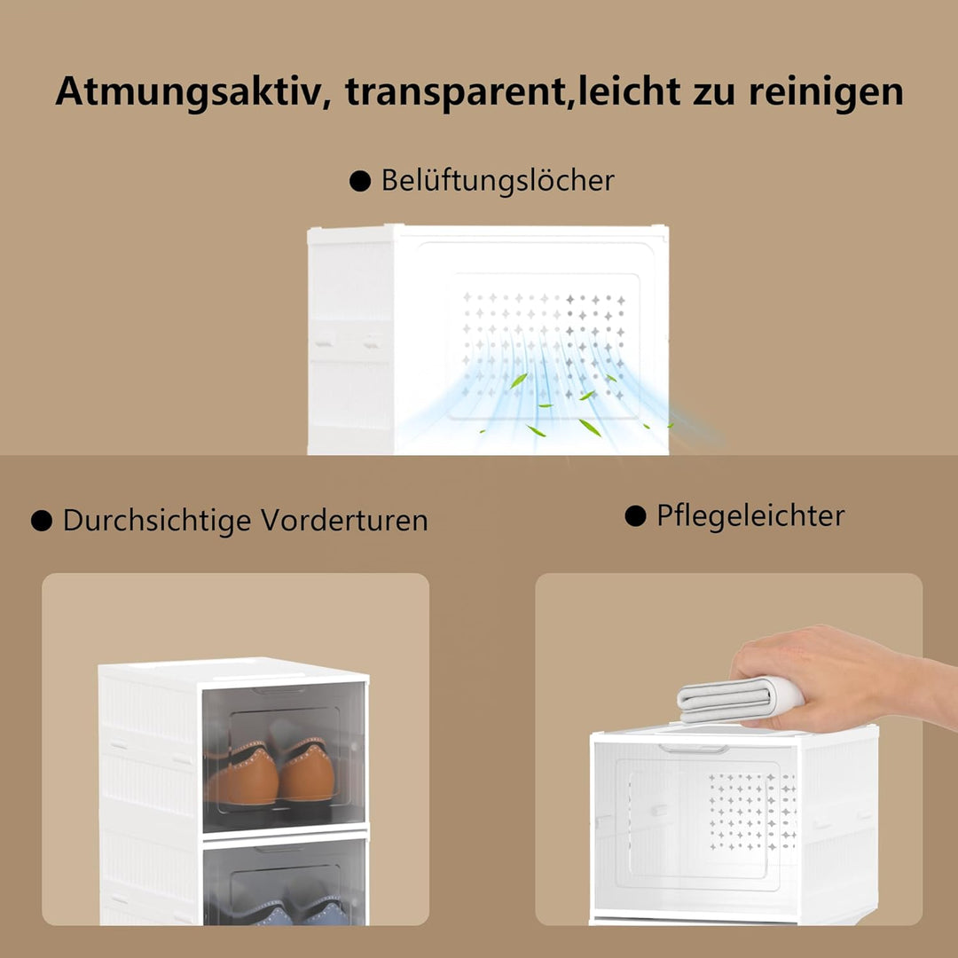 Schuhboxen Stapelbar Installationsfrei - Schuhbox aus Kunststoff mit transparenter Türen Schuhaufbew