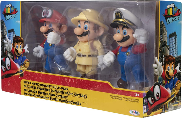 Nintendo SUPER MARIO 406534 Super Mario Odyssey 3er Pack, 10 cm Figuren, Bunt, 10cm