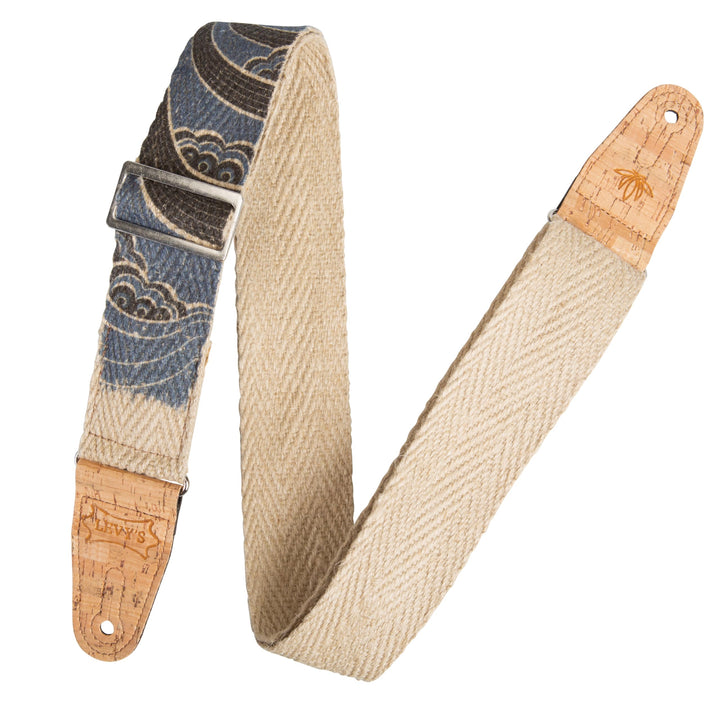 Levy's MH8P-001 Gitarrengurt Natural Hemp Webbing Cork Ends and Pocket 2" - Island Insel, Insel