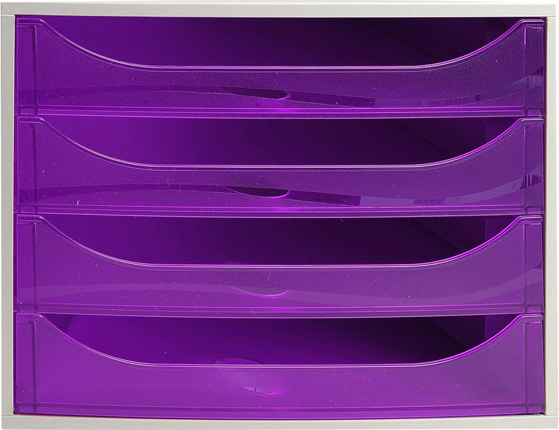 Exacompta 228619D Ablagebox Linicolor mit 4 Schubladen für DIN A4+ Dokumente. Ecobox mit hoher Kapaz