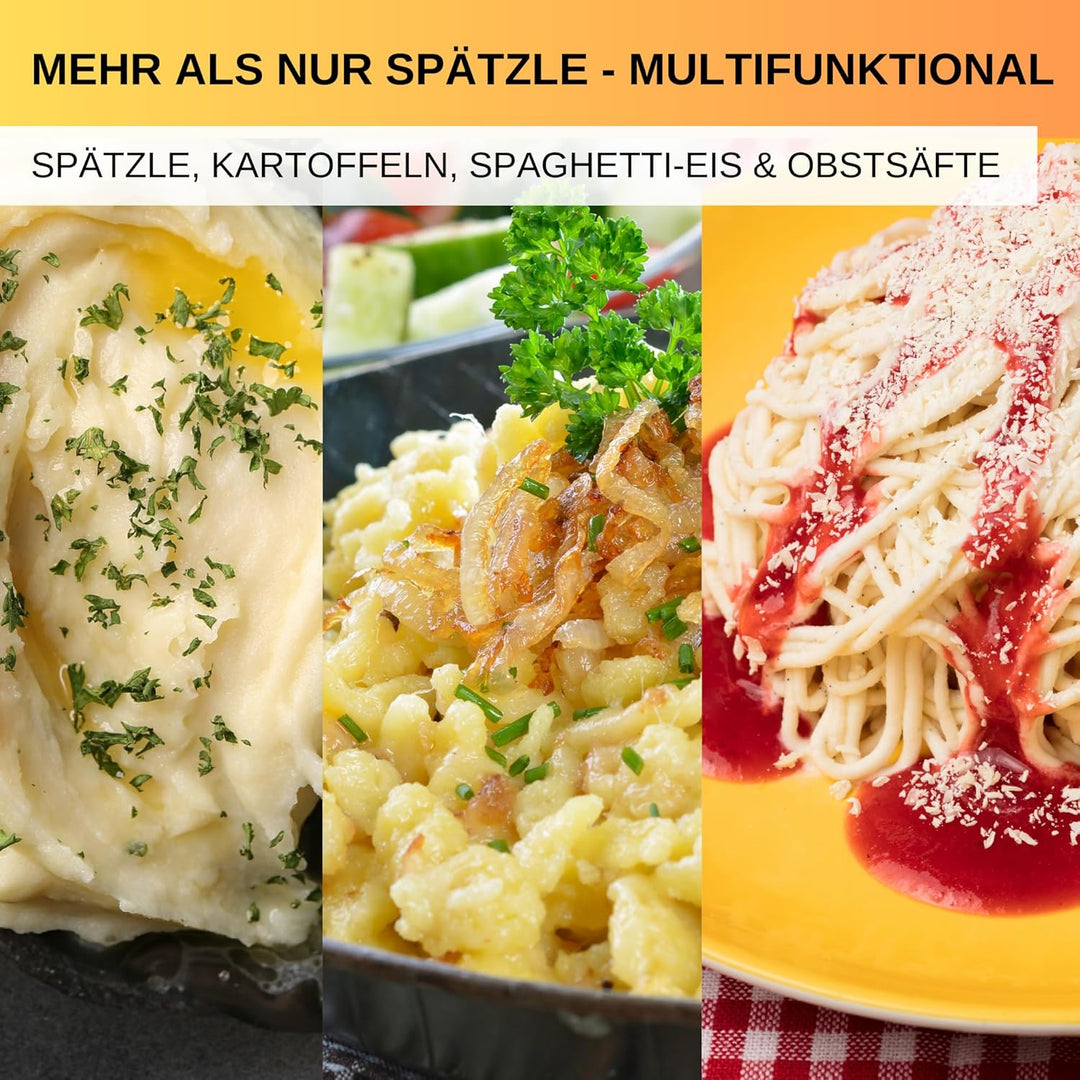 Thiru Spätzlepresse Kombipack - Klassische Spätlze & Knöpfle (Rundloch) - Testsieger 2024-60 Tage ri