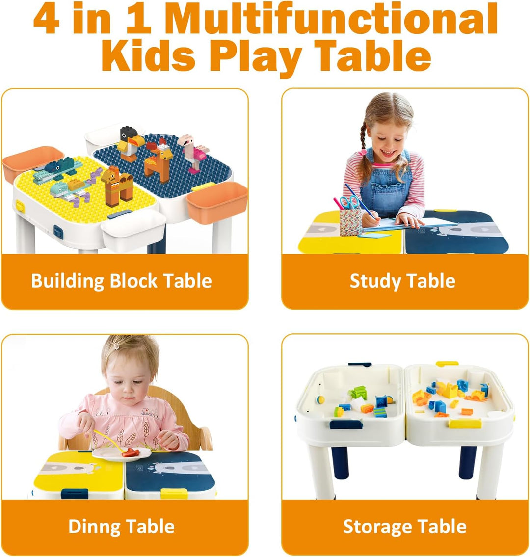 RedCrab Kindertisch Set Bausteintisch mit Aufbewahrung, Kinder Spieltisch Kompatibel mit Bausteinen