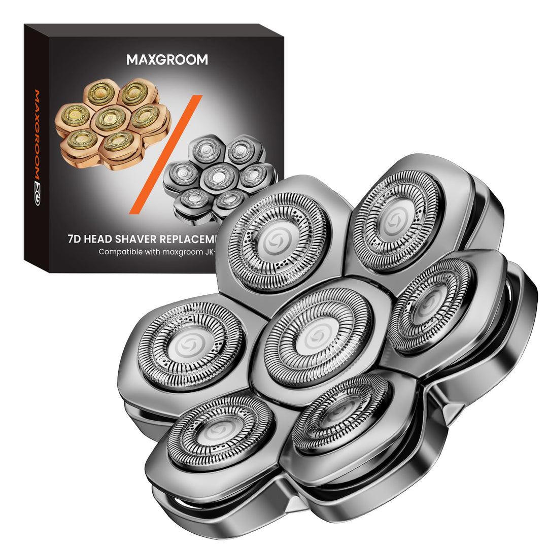 Maxgroom Ersatzkopf für Herren Glatzenrasierer - 7D-Schwimmend (Silber), Silber