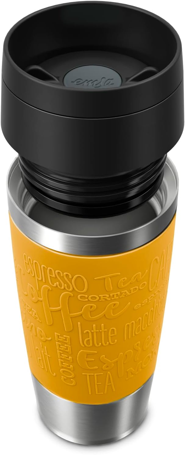 Emsa N20208 Travel Mug Classic Isolierbecher 0,36 Liter | neuer Komfort-Schraubverschluss | Edelstah