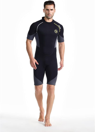 ZCCO Herren Shorty Neoprenanzüge 1,5 mm Premium Neopren-Reissverschluss Kurzarm zum Tauchen, Speerfi