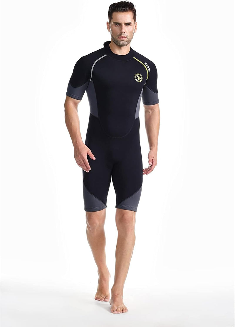 ZCCO Herren Shorty Neoprenanzüge 1,5 mm Premium Neopren-Reissverschluss Kurzarm zum Tauchen, Speerfi