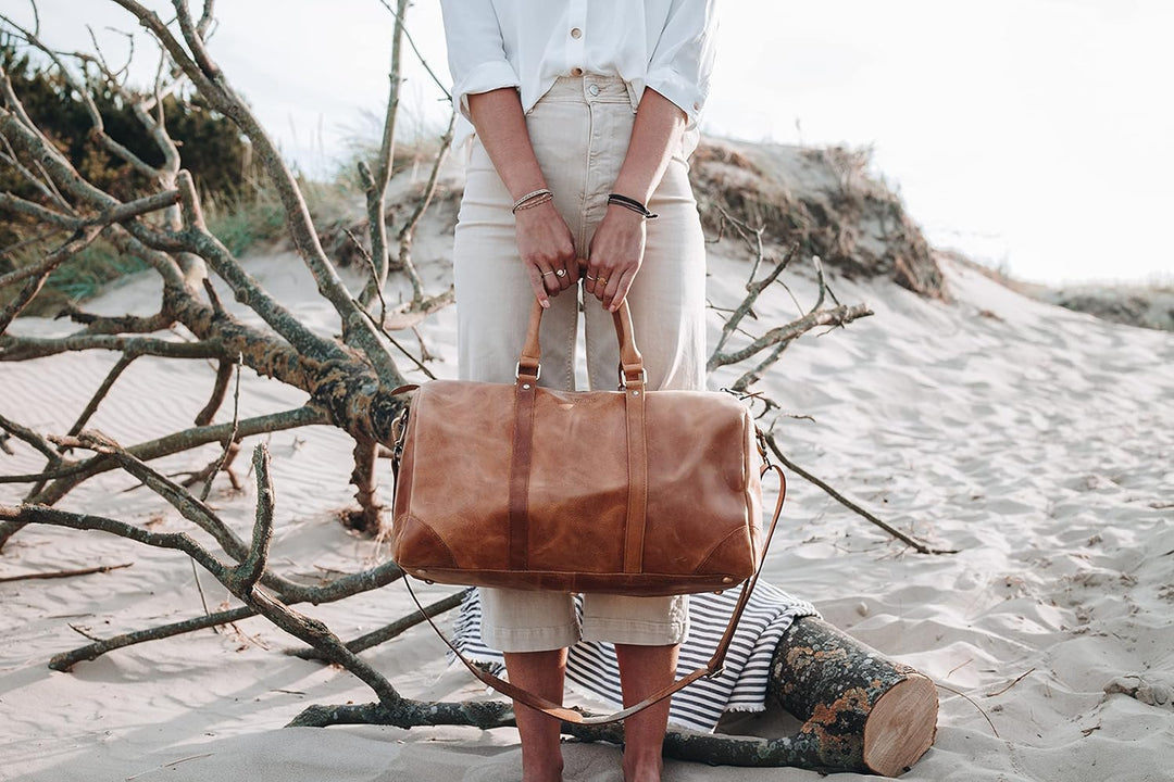 HOLZRICHTER Berlin No 8-1 (M) - Premium Weekender Reisetasche, Sporttasche & Handgepäck aus Leder -