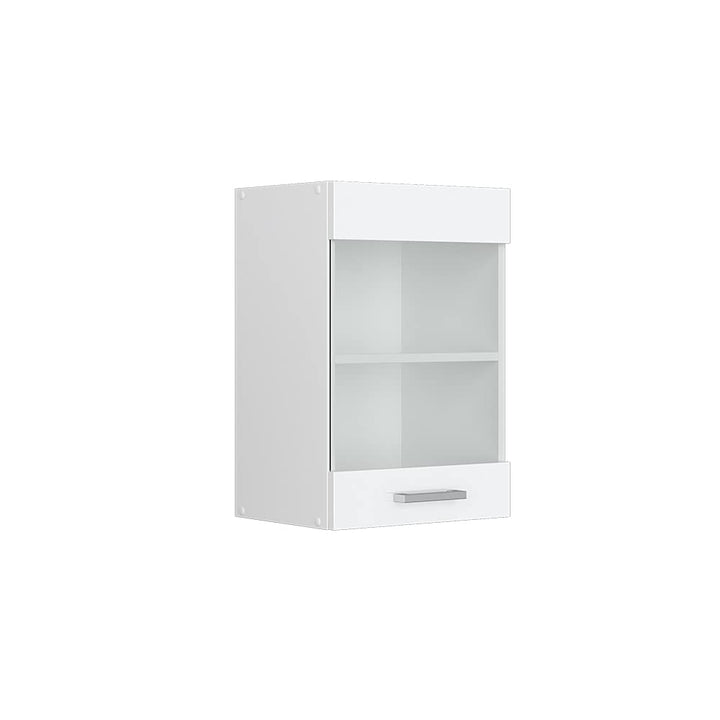 Vicco Küchenschrank Glas R-Line, Weiss Hochglanz/Weiss, 40 cm Weiss Hochglanz Hängeglasschrank 40cm,