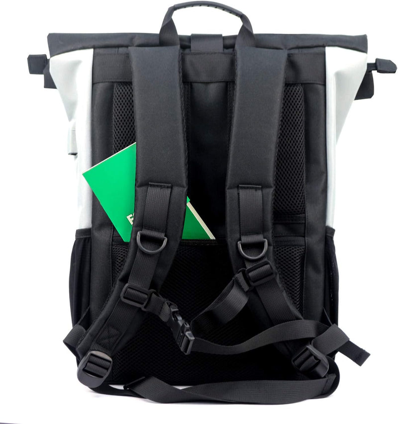 RJEU Rolltop Rucksack Herren Damen,Schulrucksack Teenager,Daypack mit 12-17 Zoll Laptopfach für Stud