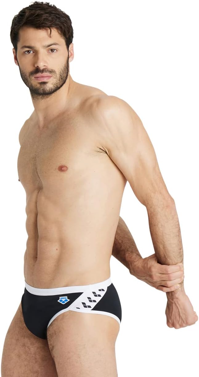 ARENA Herren Men's Icons Swim Briefs Solid Badehosen Slip (1er Pack), 48 Black-white