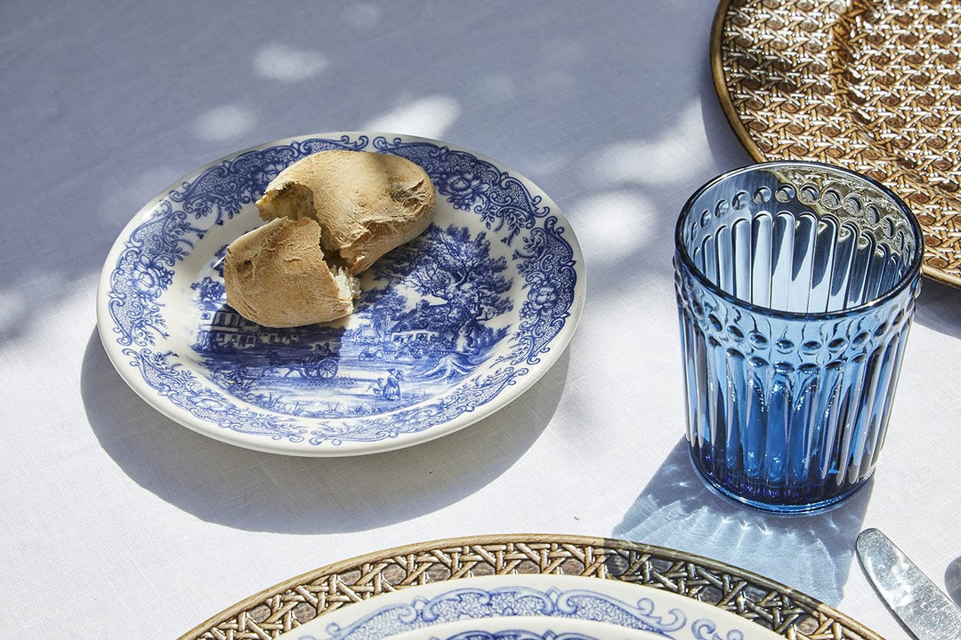 Tognana Old England Tafelservice für 6 Personen, 18-teilig, Steinzeug, Weiss und Blau