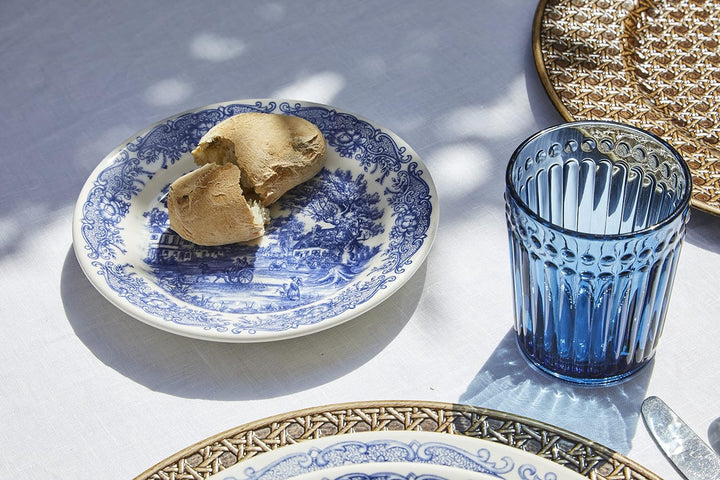 Tognana Old England Tafelservice für 6 Personen, 18-teilig, Steinzeug, Weiss und Blau