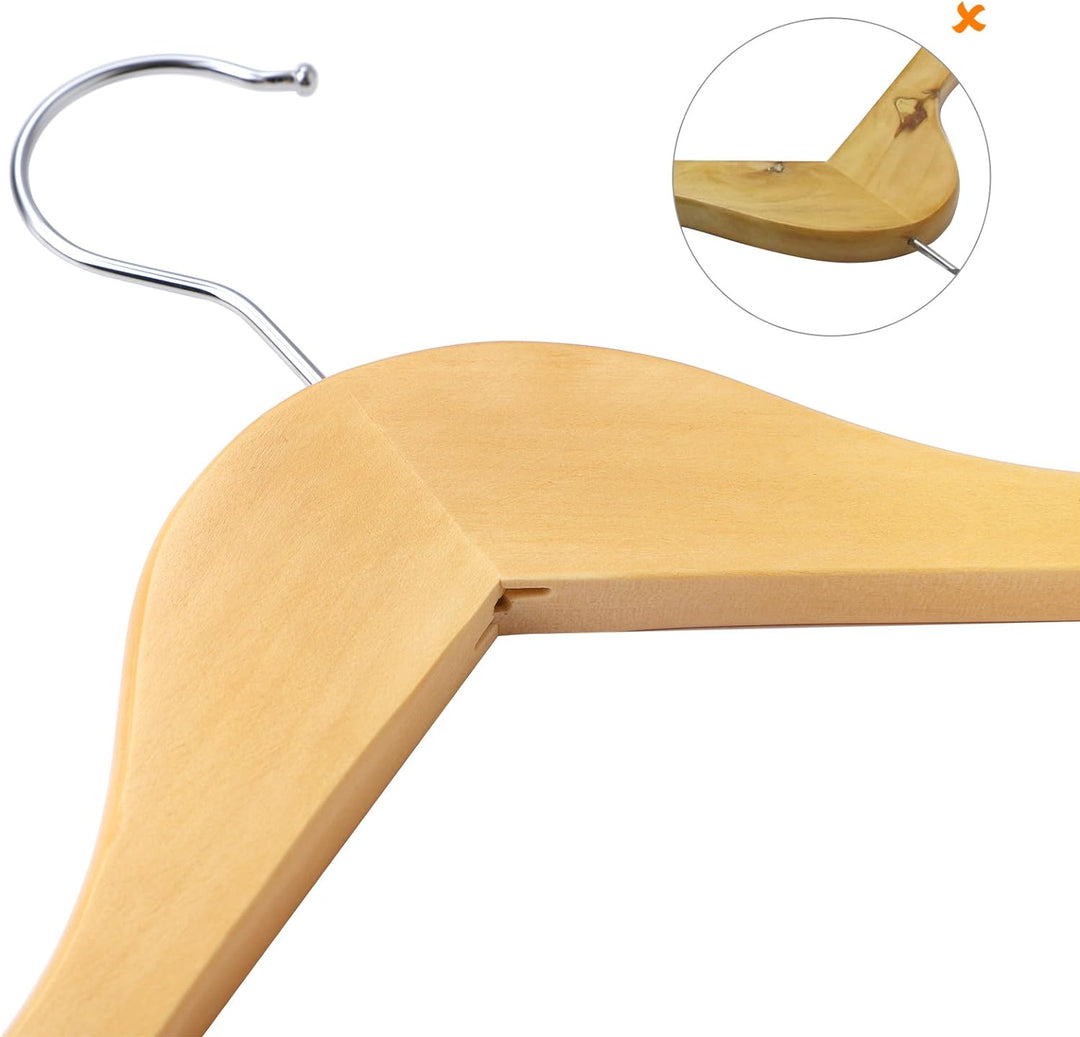 SONGMICS Kleiderbügel, 20er Set, Kleiderbügel Holz, aus Massivholz, Holzbügel mit Einkerbungen, Jack