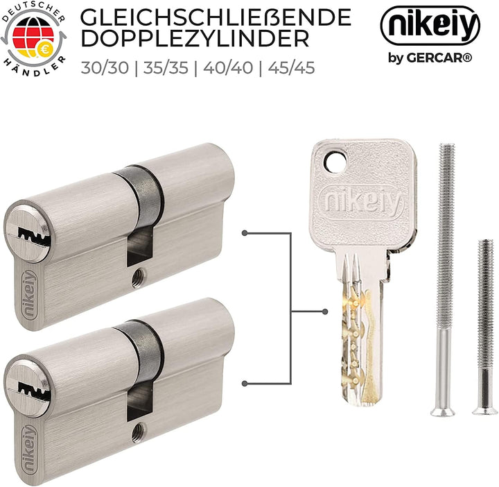 GERCAR Pro 2er Set Profilzylinder gleichschliessend 80mm Schliesszylinder 40/40 Doppelzylinder Zylin