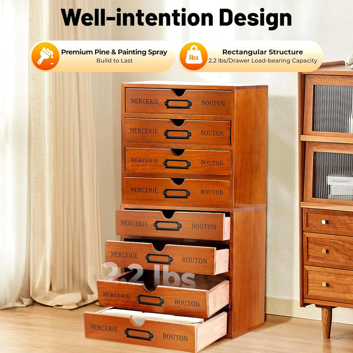 Schreibtisch-Organizer aus Holz 4Pcs 4 Regal 16 Schublade File Organizer Retro Aufbewahrungsbox Holz