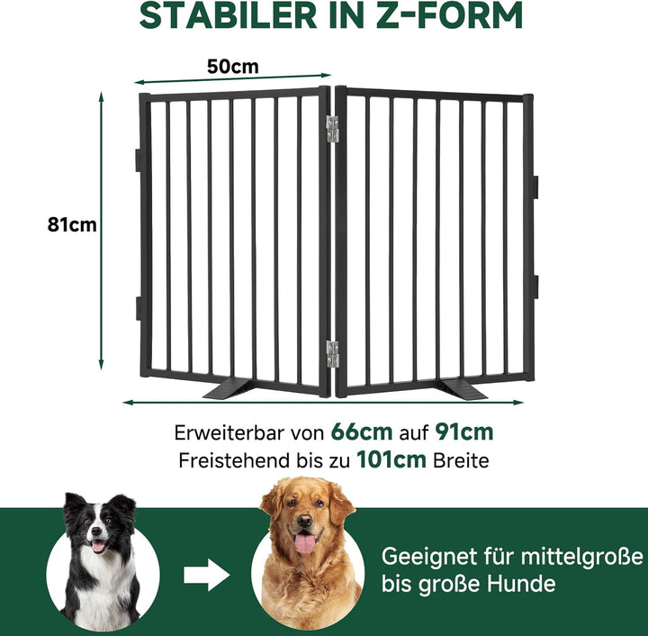 Snagle Paw Vollmetall Freistehend Absperrgitter, Indoor Hundegitter mit Bodenschonenden Stützfüssen,