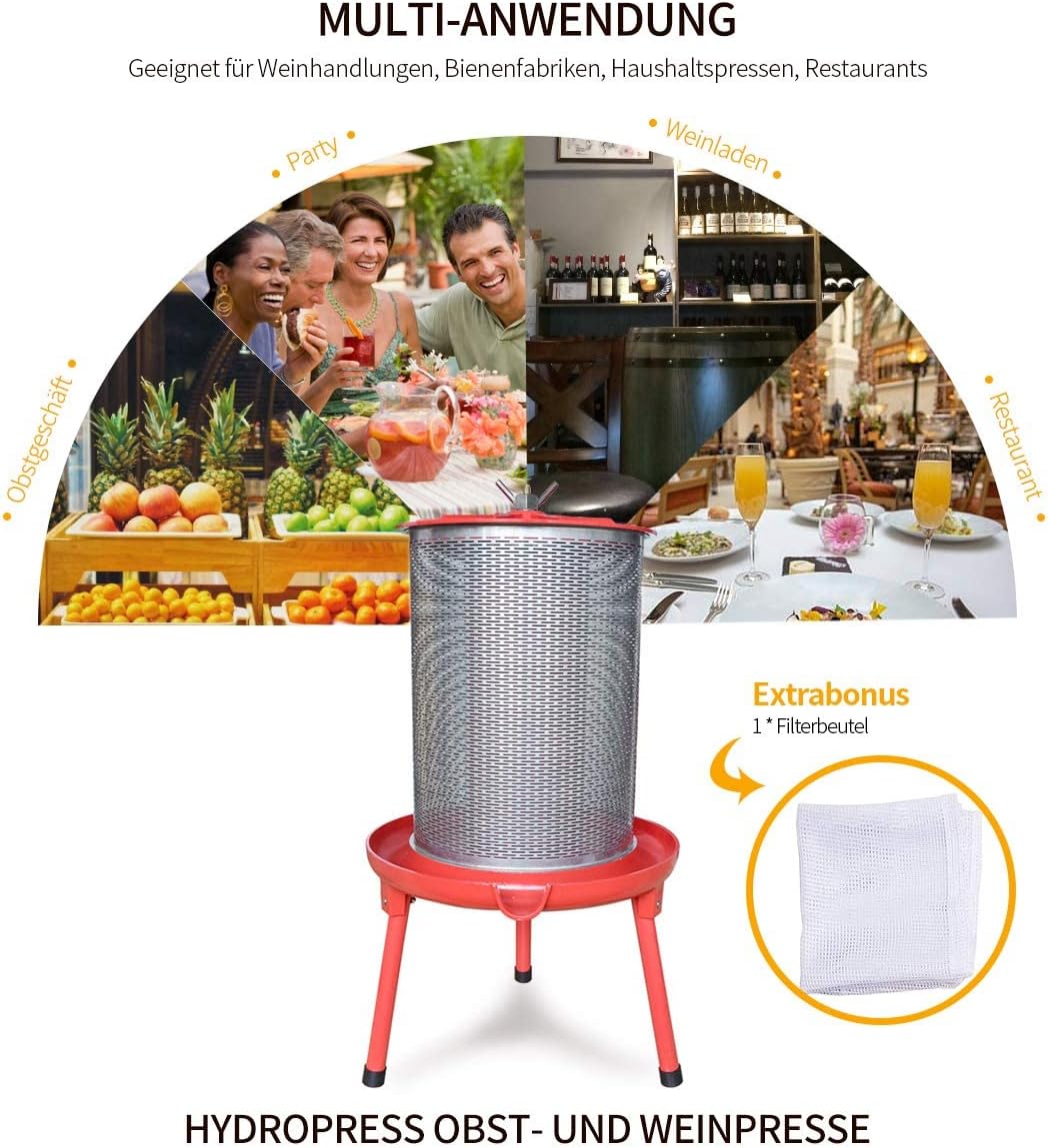SQUEEZE master 20L Hydropress Presse Obst und Wein Press für Apfelpresse Weinherstellung Apfelpresse