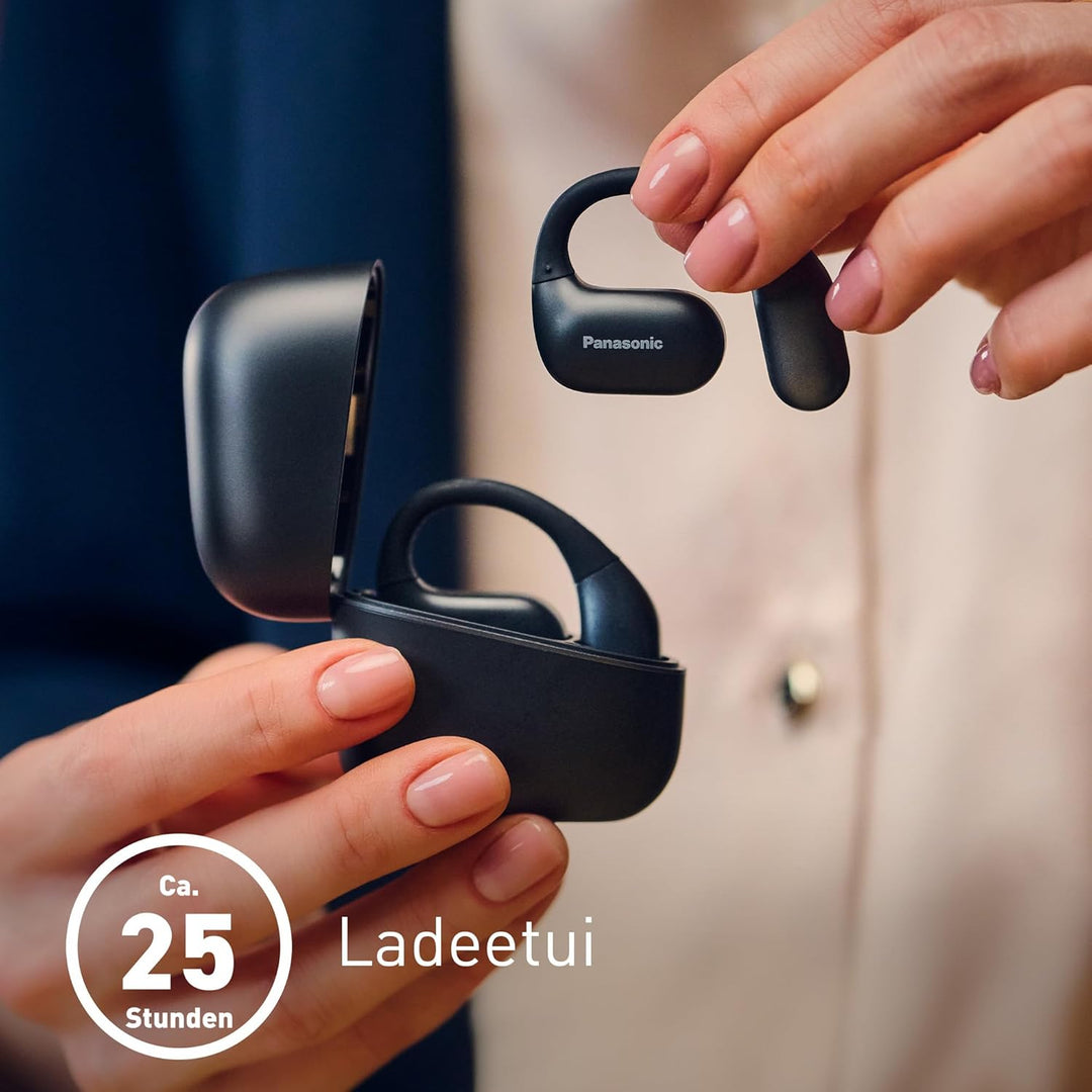 Panasonic RB-F10DE-K Open-Ear Wireless Kopfhörer, Bluetooth Kopfhörer mit ENC Mikrofon, 25 Std. Wied