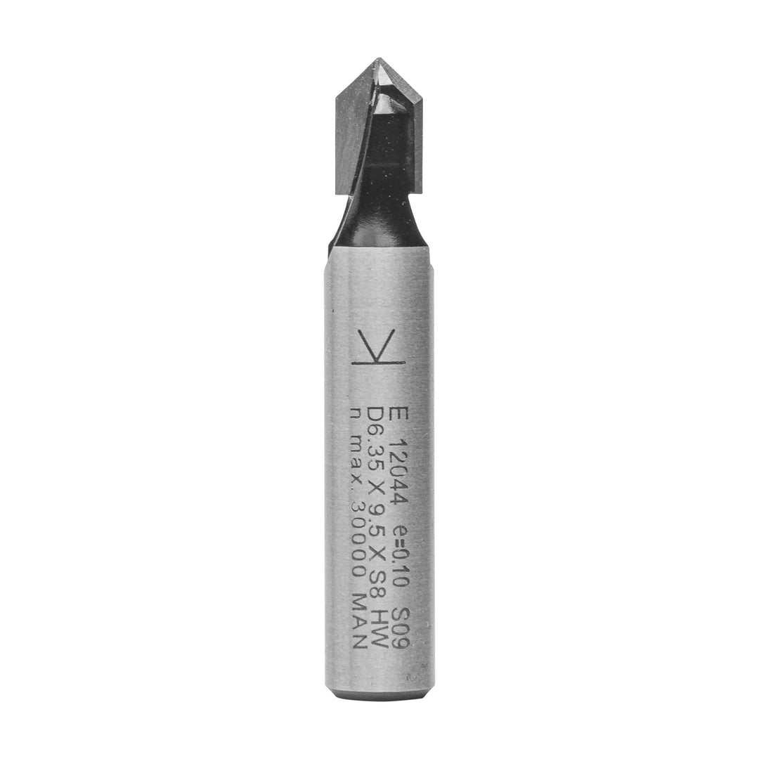 ENT 12044 V-Nutfräser und Schriftenfräser HW, Schaft (S) 8 mm, Durchmesser (D) 6,35 mm, NL 9,5 mm, E