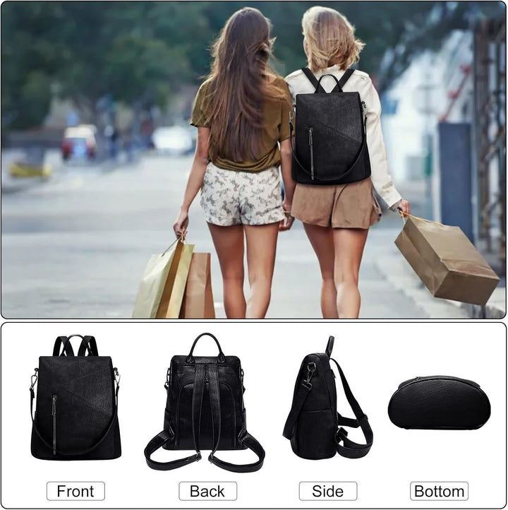 HUA ANGEL 2 In 1 Elegant Damen Rucksack Umhängetasche Anti Diebstahl Tagesrucksack Wasserdicht PU Le
