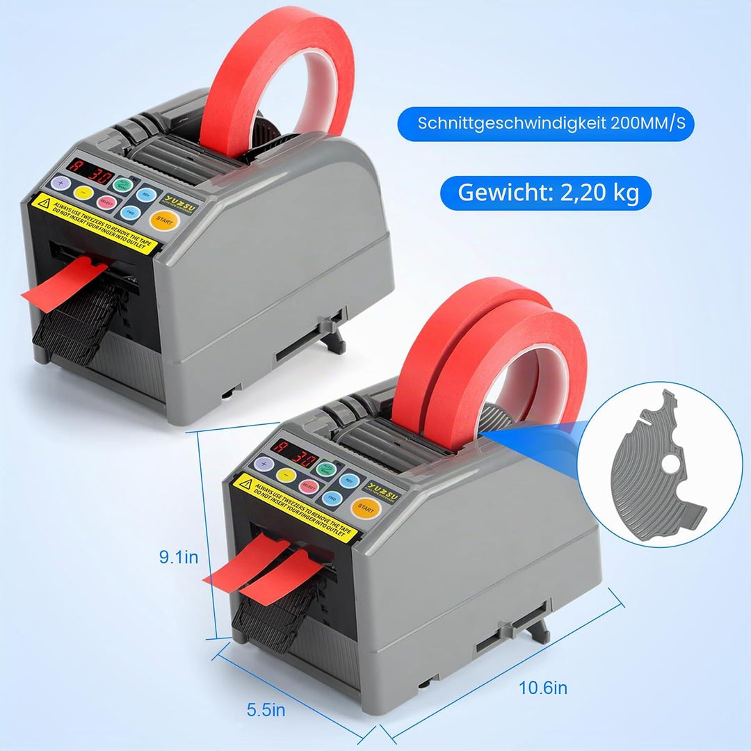 Bandschneidemaschine, automatischer Klebebandabroller, Bandbreite 6–60 mm, Länge 5–999 mm, transpare