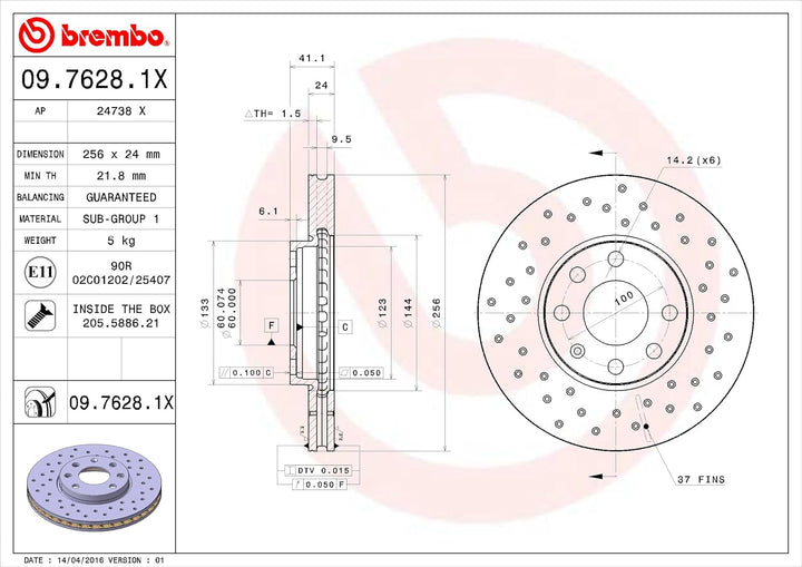 BREMBO 09.7628.1X Bremsscheiben