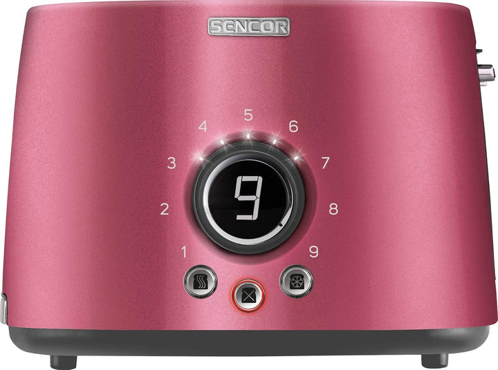 SENCOR STS 6054RD 2-Scheiben-Toaster (1000 Watt, Elektronischer Timer - 9 Stufen der Röstintensitätr
