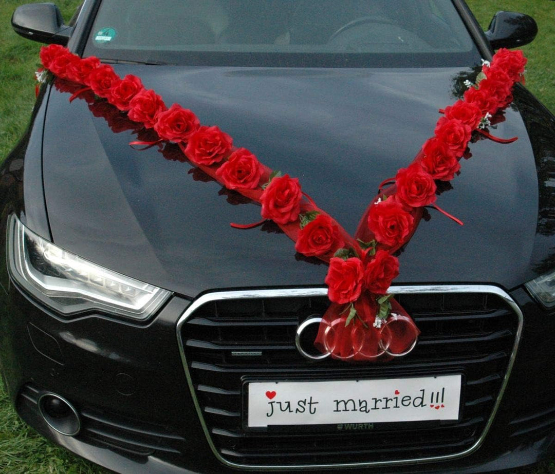 Rosen Girlande Braut Paar Rose Deko Dekoration Autoschmuck Hochzeit Car Auto Wedding ®Auto-schmuck D