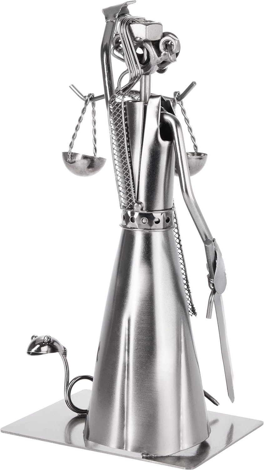 BRUBAKER Schraubenmännchen Justitia mit Schlange und Waage - Jura Eisenfigur Metallmännchen - Handar