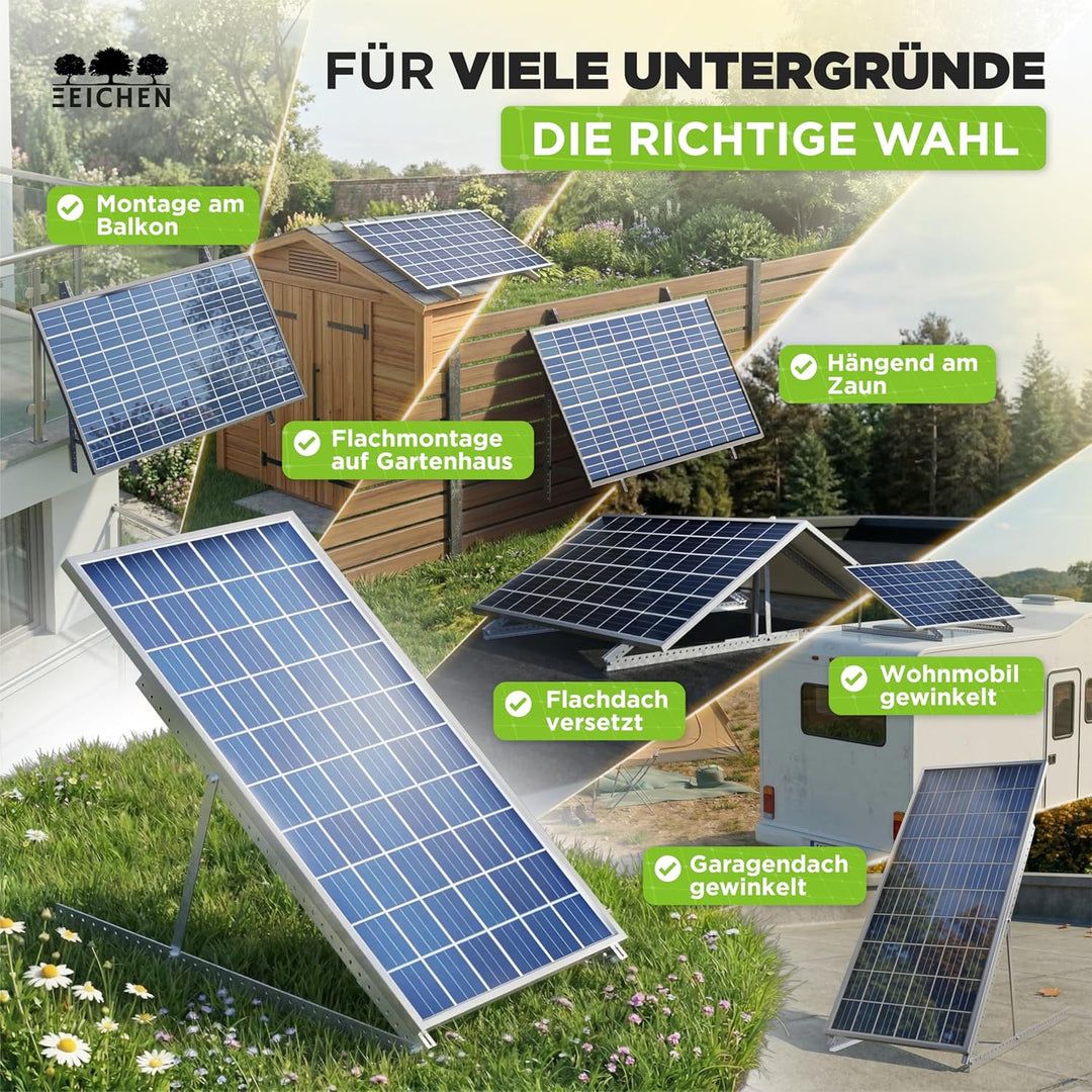 Drei Eichen - 4x Balkonkraftwerk Halterung.118cm stabiles 3mm Aluminiumprofil mit hochwertigen Edels