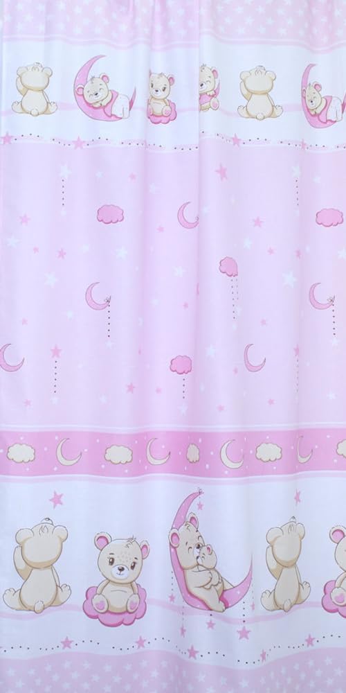 Babybett Himmel Vollstoff - Bärchen Rosa - für Baby Bett Vollstoffhimmel Baumwolle