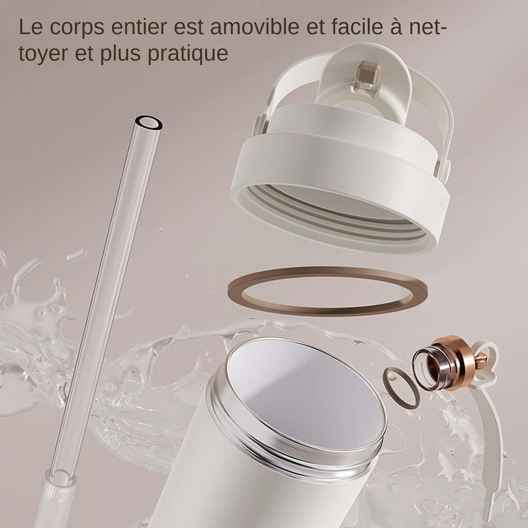 Générique Kaffeetasse mit Strohhalm, 750 ml, Isolierbecher mit Deckel, wiederverwendbar, direkt zu t
