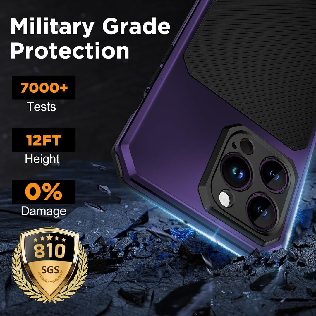 WIFORT Magnetisch Metall Hülle für iPhone 14 Pro Max Kompatibel mit MagSafe, mit 2 Stück Schutzglas,