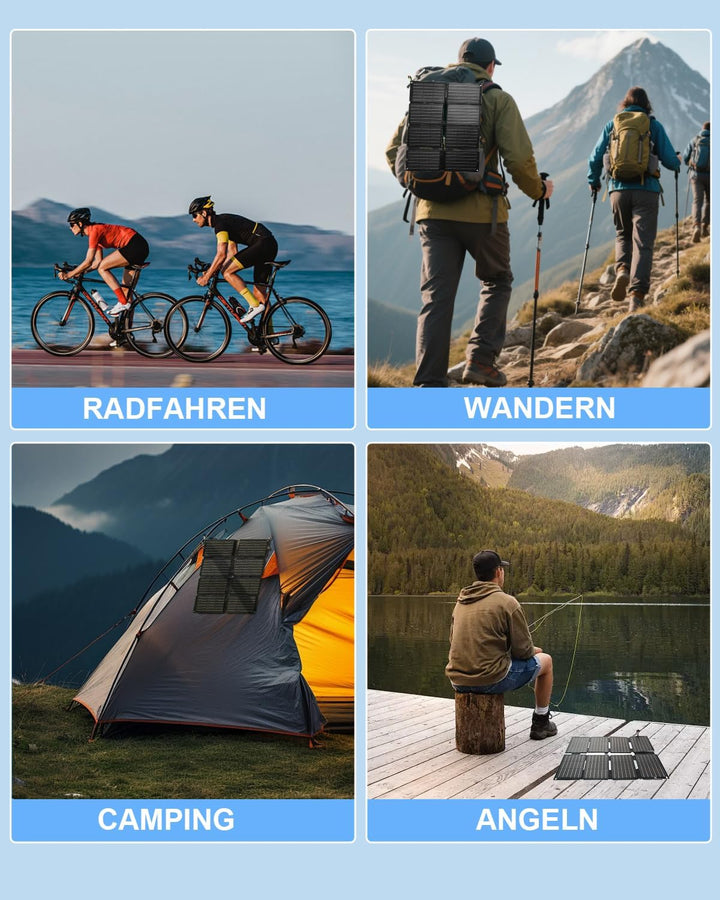 ELECAENTA 25W ETFE Tragbar Solar Ladegerät, Taschenformat Mini Faltbares Solarpanel mit USB-A & USB-