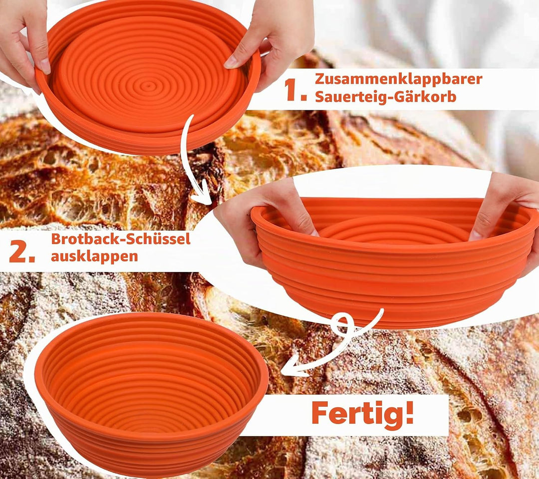Webake Gärkörbchen Rund Silikon Gärkorb Brot 25 cm Brotgärkörbchen Gärkörbchen für Brot Brotkorb zum