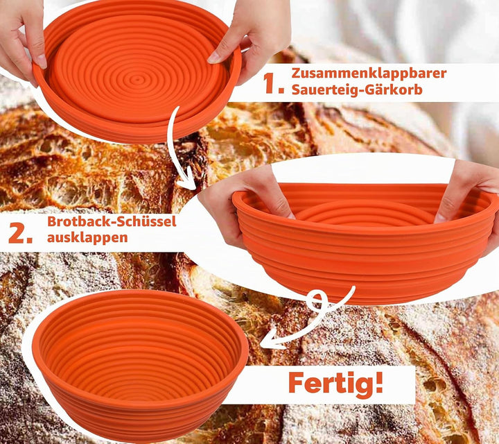Webake Gärkörbchen Rund Silikon Gärkorb Brot 25 cm Brotgärkörbchen Gärkörbchen für Brot Brotkorb zum
