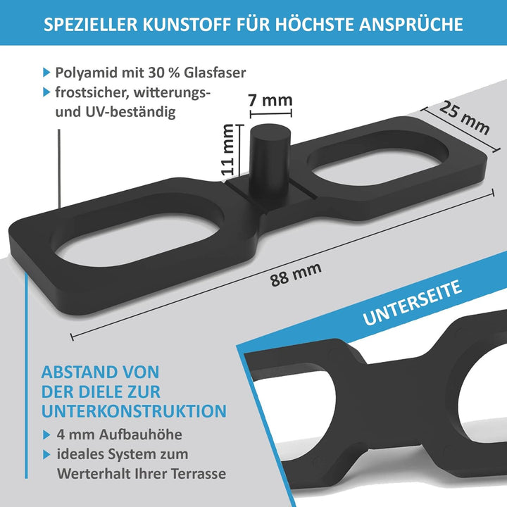 My Plast I 7 mm Fugenbreite - 300 Stück - geschlossen flach I Terrassen-Abstandhalter – hochwertiger