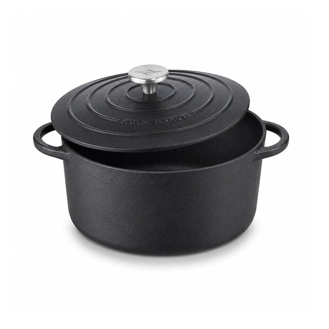 Küchenprofi PROVENCE Gusseisen Bräter mit Deckel, schwarz, 24 cm Ø, Schmortopf, Auflaufform, Dutch O