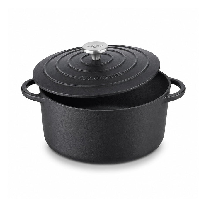 Küchenprofi PROVENCE Gusseisen Bräter mit Deckel, schwarz, 24 cm Ø, Schmortopf, Auflaufform, Dutch O