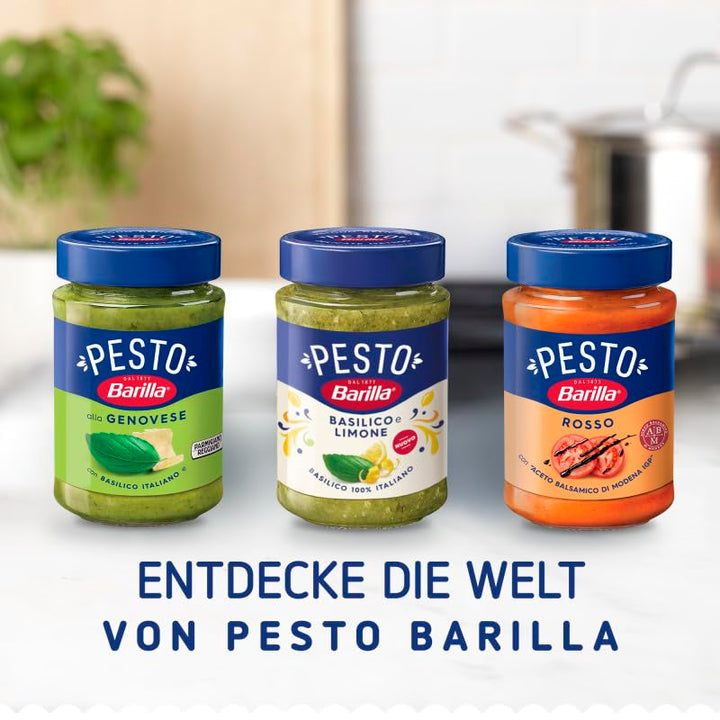 Barilla Pesto Basilico e Limone 12x190g | Glutenfreie Italienische Pasta-Sauce mit einer Note von Li