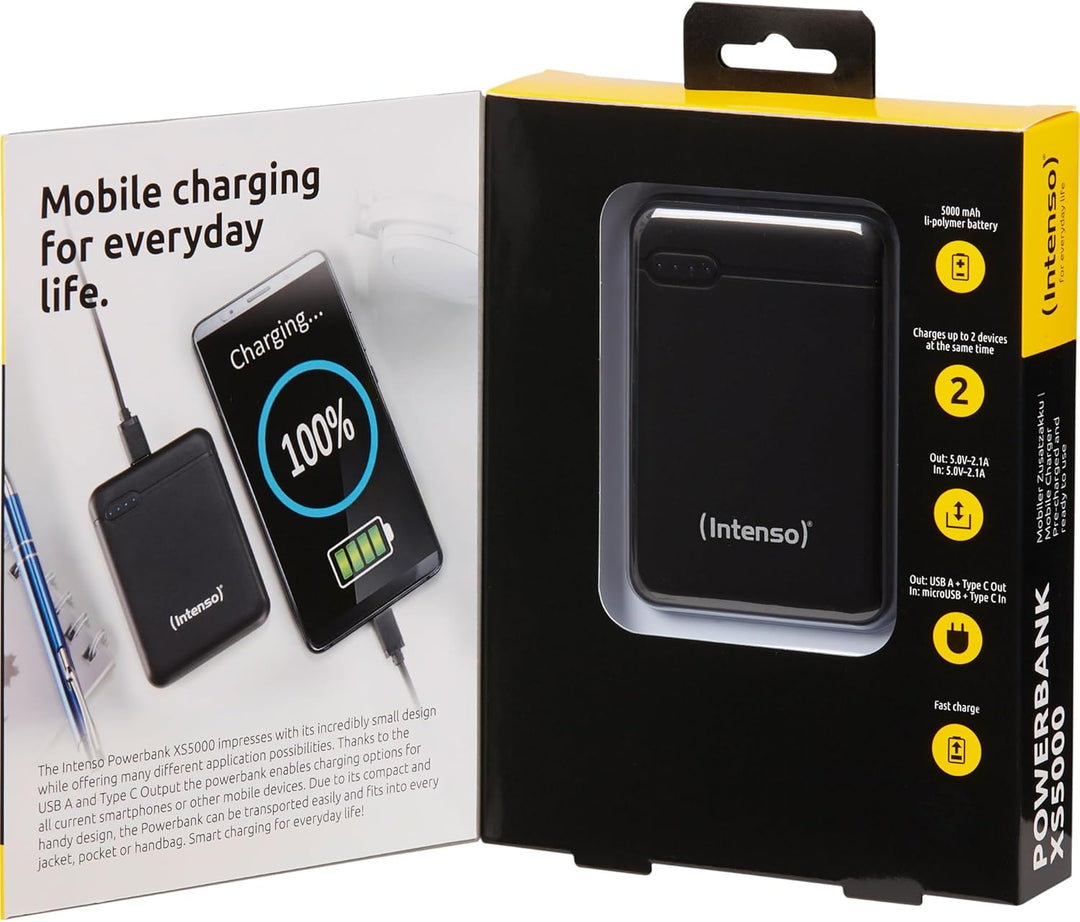 Intenso Powerbank XS 5000, externes Ladegerät (5000mAh, geeignet für Smartphone/Tablet PC/MP3 Player