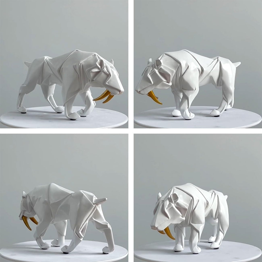 Amoy-Art Modern Dekor Skulptur Leopard Figuren Statue Wohnzimmer Kunst Arts Polyresin Geschenk 24cm