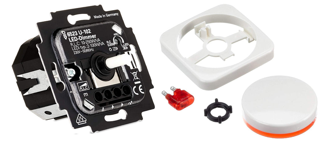 BUSCH JÄGER LED-Drehdimmer (LED Dimmer) 6523 U-102 mit Dimmerscheibe Zentralscheibe 2115-214 im Desi