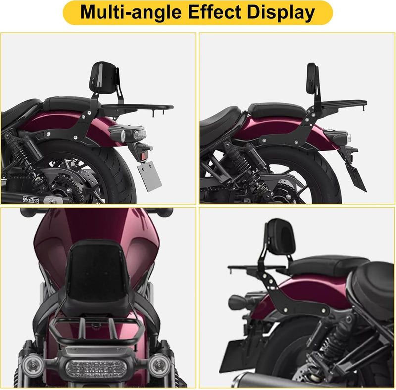 Motorrad Rückenlehne Sitzpolster mit Gepäckträger für Rebel CMX1100 CM1100 2021 2022 2023, PSLER Bei