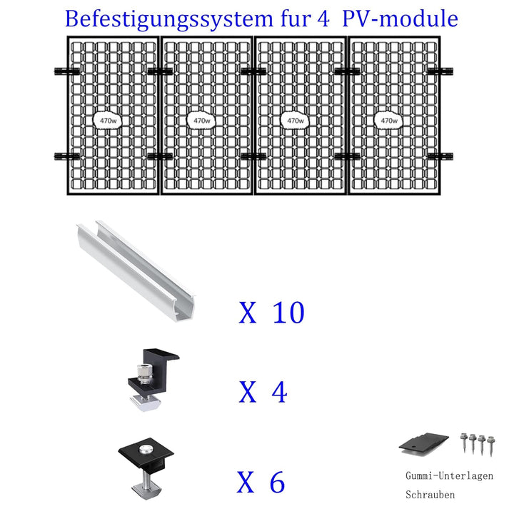 Solarmodul Halterung Befestigungssystem, Alu PV Modul Halterung mit 12CM Montageschiene und Befestig