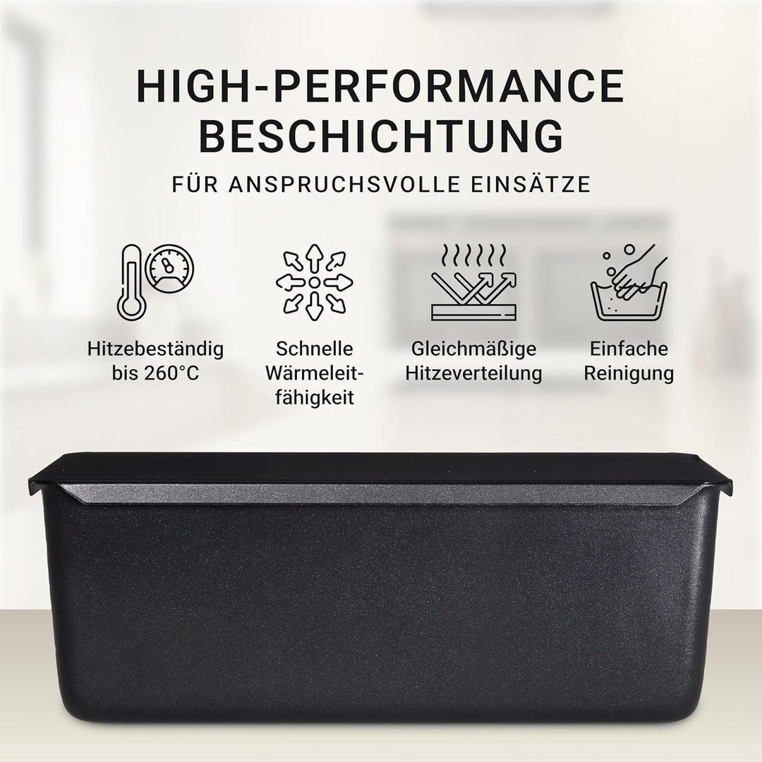 Premium Brotbackform mit Deckel – Extra hohe Kastenform, Toastbrot-Backform aus Kohlenstoffstahl mit