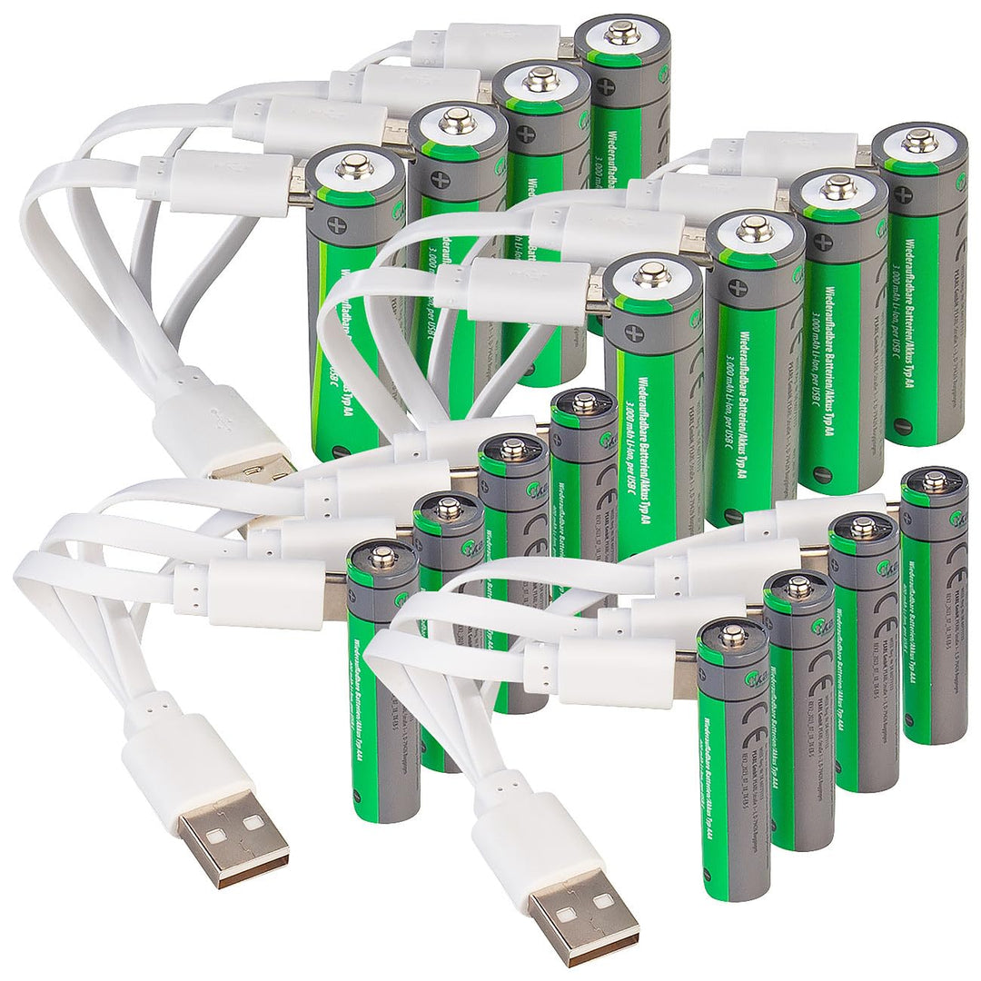 tka Köbele Akkutechnik Akkus: 16er-Set wiederaufladbare Batterien: 8X AA (3000mWh), 8X AAA (800mWh)