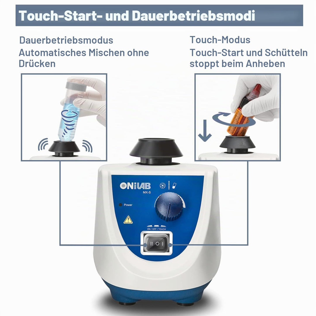 ONiLAB Lab Vortex Mixer mit Touch Start und kontinuierlichen Modi, Labor Vortexer für Rohre, Nagella