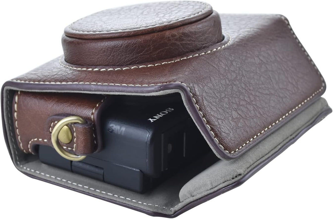 Rieibi ZV1 Tasche – Vintage Kameratasche aus PU-Leder für Sony ZV1 ZV-1 DSLR-Kamera – Schutzhülle mi